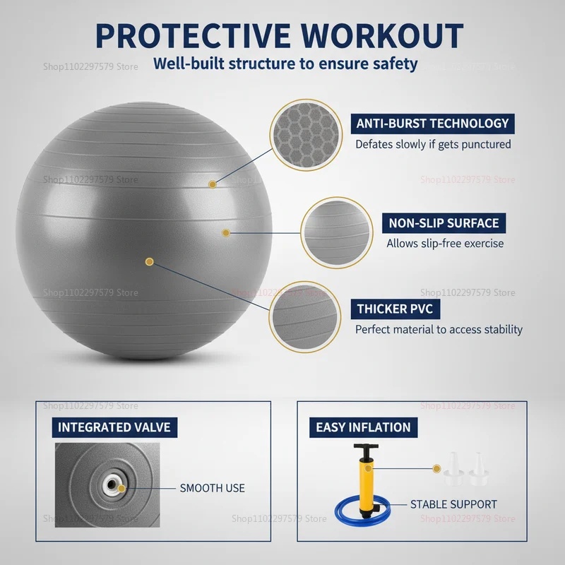 Bola de Yoga Antiexplosão com  - Pilates Yoga Ball Exercises avaliação e preço