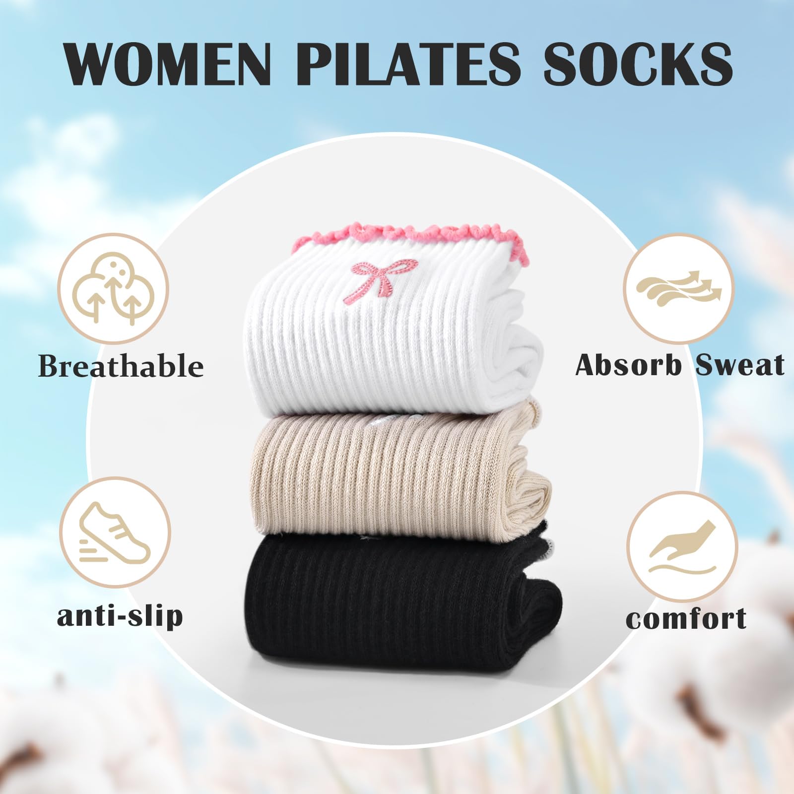 3 Pares de Meias de Pilates An - Pilates Yoga Hose avaliação e preço